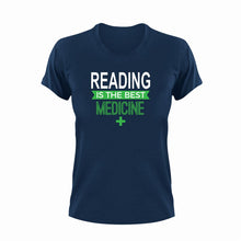 Load image into Gallery viewer, Reading is the best medicine T-Shirtbig books, bookmark, books, Ladies, medicine, Mens, read, reading, the best medicine, Unisex
