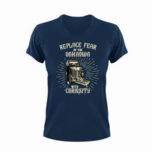 Load image into Gallery viewer, Replace Fear Of The Unknown Unisex Navy T-Shirt Gift Idea 131
