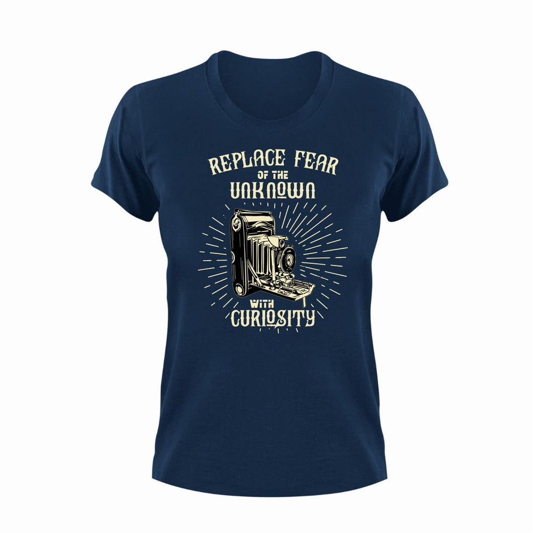 Replace Fear Of The Unknown Unisex Navy T-Shirt Gift Idea 131