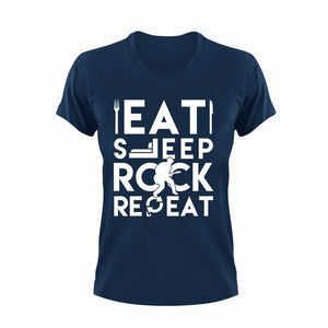 Eat Sleep Rock Repeat T-Shirtguitar, Ladies, Mens, music, musician, rock, rock music, Unisex