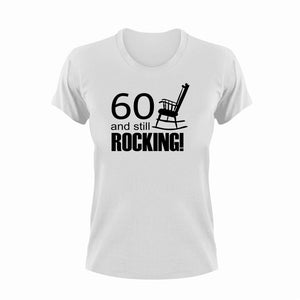 60 And Still Rocking T-Shirtfamily, grandma, grandpa, Ladies, Mens, music, old, rock, Unisex