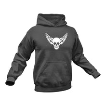 Load image into Gallery viewer, Motorbiker, Biker Gifts, Unique Gifts for Motorcycle Riders, Winged Skull Hoodie - Best Birthday Gift or Christmas Present Idea
