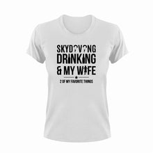 Load image into Gallery viewer, Skydiving Drinking And My Wife Funny T-Shirtalcohol, drinking, drinking and my wife, funny, Ladies, skydiver, skydiving, Unisex, wife
