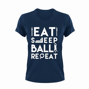 Eat sleep ball repeat T-Shirtbaseball, basketball, food, Football, Hockey, Ladies, Mens, softball, sport, tennis, Unisex