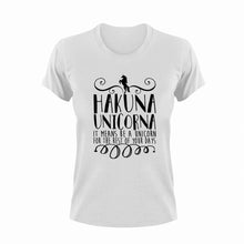 Load image into Gallery viewer, Hakuna unicorna T-Shirtfantasy, hakuna matata, Ladies, Mens, unicorn, Unicorns, Unisex
