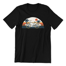 Load image into Gallery viewer, Bicycle and Surfboard Against Sunset Tshirt
