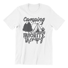 Load image into Gallery viewer, camping is my favorite therapy Tshirt

