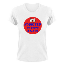 Load image into Gallery viewer, Addicted to books and cats T-Shirt
