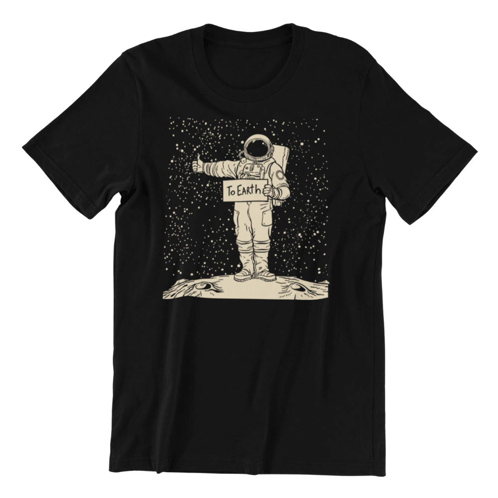 Astronaut on Moon Hiking to Earth Tshirt