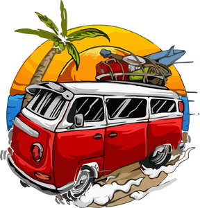 VW Van with Surfboard Against Sunset Hoodie Birthday Gift Idea or Christmas Present