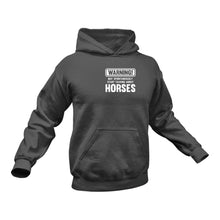 Load image into Gallery viewer, Warning May Spontaneously Start Talking About Horses Hoodie Gift Idea for a Birthday or Christmas

