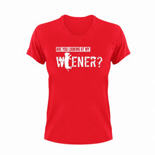 Load image into Gallery viewer, Are You Looking At My Weiner T-Shirtdachshund, dad, Dad Jokes, dog, dogs, fun, funny, Ladies, Mens, Unisex
