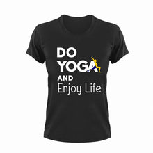 Load image into Gallery viewer, Do yoga and enjoy life T-Shirthappiness, happy, Ladies, life, Mens, Unisex, yoga
