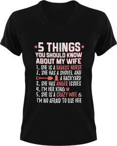 5 things you should know about my wife T-Shirtcouple, dad, Dad Jokes, fatherhood, Fathers day, Ladies, Mens, Unisex, wife