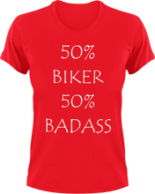 Load image into Gallery viewer, Badass Biker T-Shirt50% 50%, badass, biker, Ladies, Mens, motorcycles, Unisex
