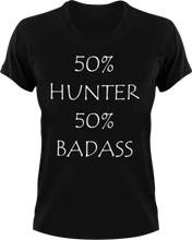 Load image into Gallery viewer, Badass Hunter T-Shirt50% 50%, Adventure, badass, camping, hunt, hunter, hunting, job, Ladies, Mens, sport, Unisex
