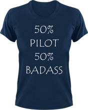 Load image into Gallery viewer, Badass Pilot T-Shirt50% 50%, airplane, badass, job, Ladies, Mens, pilot, transportation, Unisex
