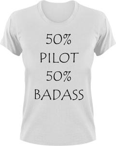 Badass Pilot T-Shirt50% 50%, airplane, badass, job, Ladies, Mens, pilot, transportation, Unisex