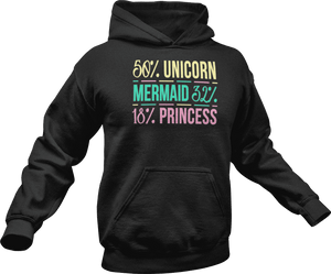 50% Unicorn 32% Mermaid 18% Princess Hoodie