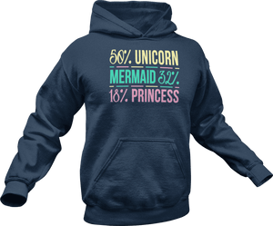 50% Unicorn 32% Mermaid 18% Princess Hoodie