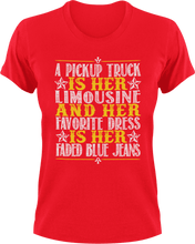 Load image into Gallery viewer, A pick up truck is her limousine T-Shirtcountry, couple, couples, jeans, Ladies, Mens, Unisex
