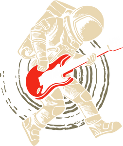 Astronaut playing guitar in space design in white