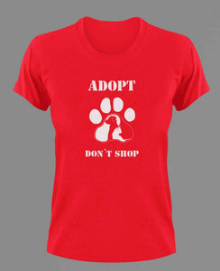 Adopt Don't Shop With Big Paw T-ShirtAdopt, animals, cat, dog, Ladies, Mens, Unisex