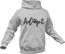 Load image into Gallery viewer, Adopt printed on a grey hoodie
