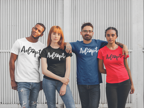Adopt T-Shirt 2animals, cat, dog, Ladies, Mens, pets, Unisex