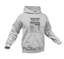 Load image into Gallery viewer, Advertising Executive Nutrition Facts Funny Hoodie
