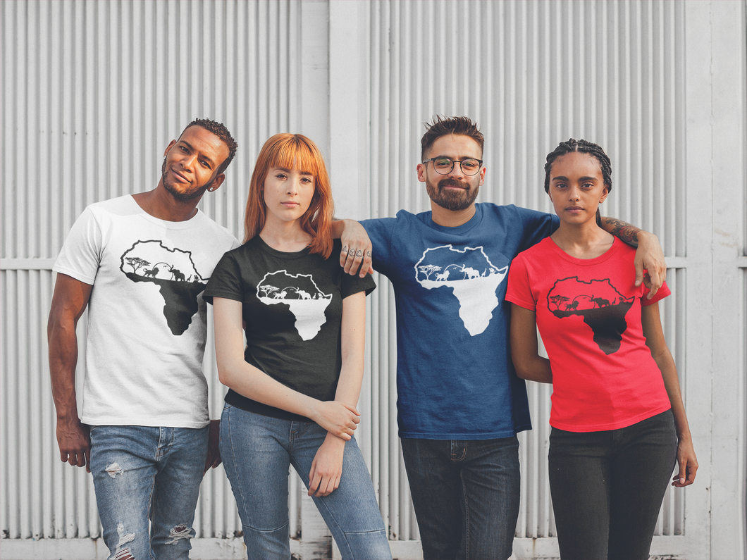 Africa Silhouette T-shirtafrica, animals, elephants, Ladies, lion, Mens, south africa, tree, Unisex