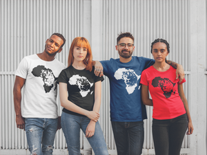 Africa lion silhouette printed on a group of people's t-shirts