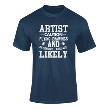 Load image into Gallery viewer, Artist Caution Flying Drawings Funny T-Shirtart, artist, caution, Caution Flying Items and Offensive Language, drawing, funny, Ladies, Mens, Unisex
