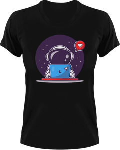 Astronaut on computer T-Shirtastronaut, computer, Ladies, Mens, space, Unisex