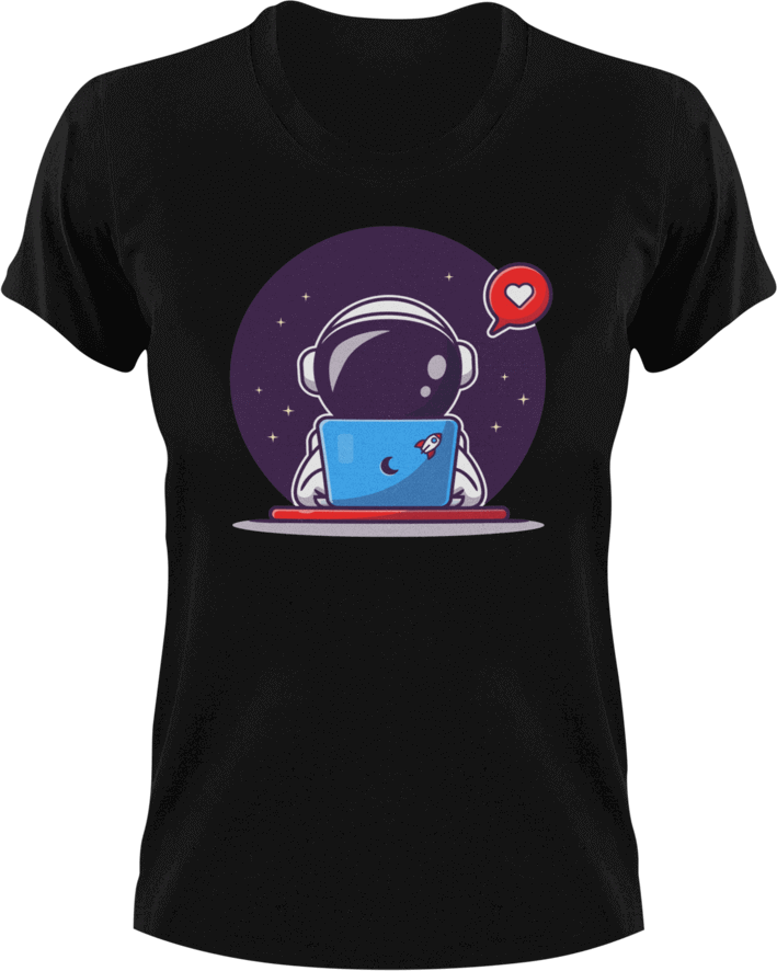 Astronaut on computer T-Shirtastronaut, computer, Ladies, Mens, space, Unisex
