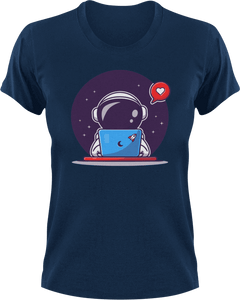 Astronaut on computer T-Shirtastronaut, computer, Ladies, Mens, space, Unisex