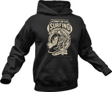 Load image into Gallery viewer, Astronaut Surf club printed on black hoodie
