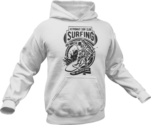 Astronaut Surf club printed on white hoodie