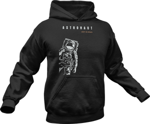 Astronaut lost in space printed on a black hoodie