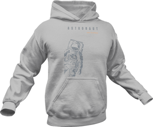 Astronaut lost in space printed on a grey hoodie