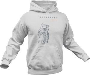 Astronaut lost in space printed on a white hoodie