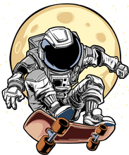 Load image into Gallery viewer, Astronaut skateboarding through space design
