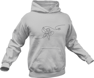 Astronaut roping a star printed on a grey hoodie