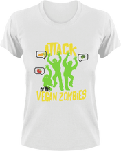 Load image into Gallery viewer, Attack of the Vegan Zombies T-ShirtHalloween, Ladies, Mens, Unisex, Vegan, zombie
