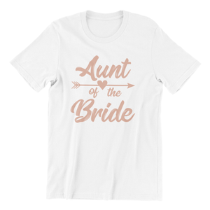 Aunt of the bride text printed on white t-shirt