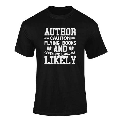 Author Caution Flying Books Funny T-Shirtauthor, books, caution, Caution Flying Items and Offensive Language, funny, Ladies, Mens, Unisex, writer, writing