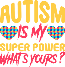 Load image into Gallery viewer, Autism Is My Super Power What&#39;s Yours T-Shirtautism, Ladies, Mens, super power, superhero, supermom, Unisex

