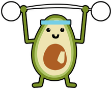 Load image into Gallery viewer, Avocado weight lifting T-Shirtavocado, fitness, gym, gymnast, health, Ladies, Mens, Unisex, weights, workout
