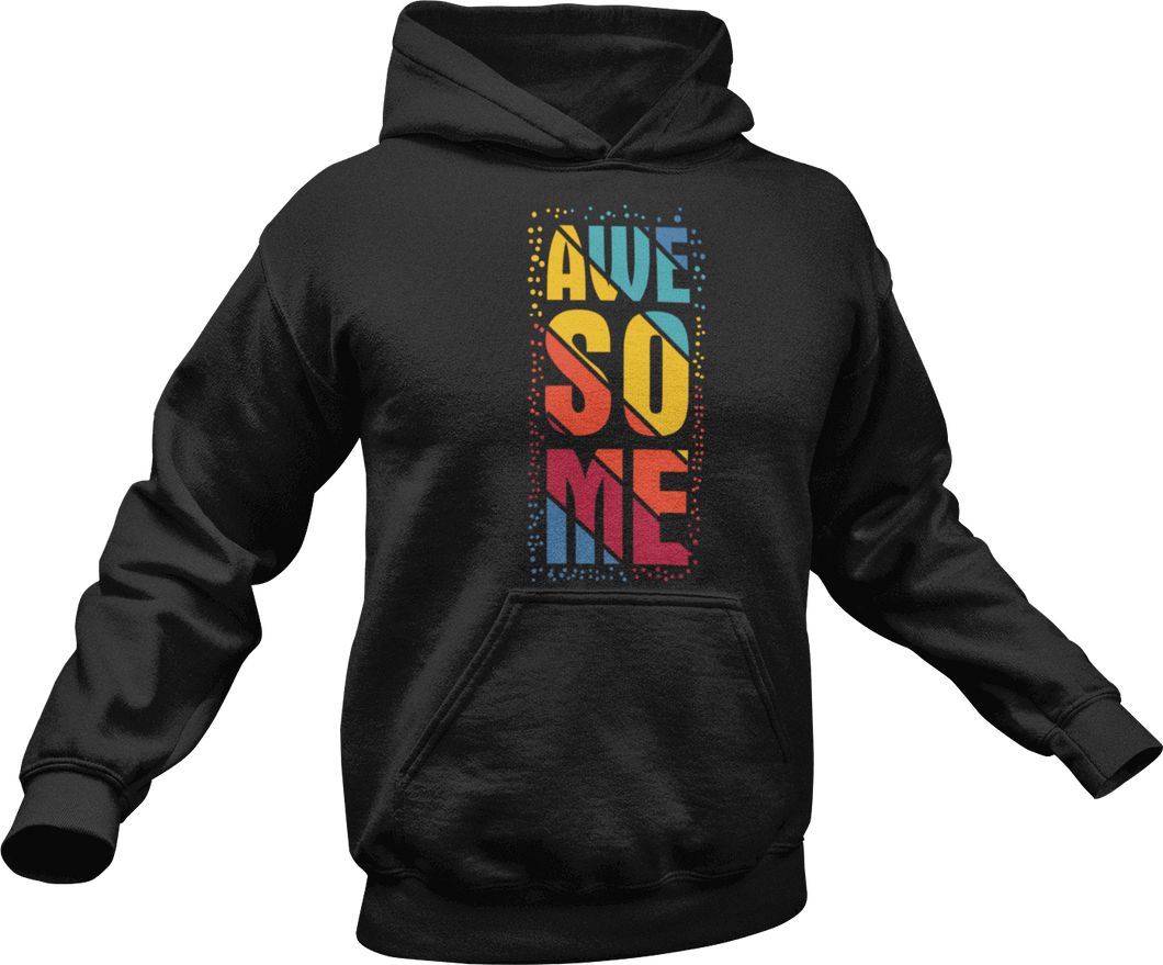 Awesome printed in colour on a black hoodie