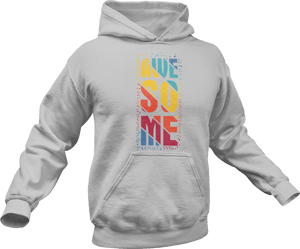 Awesome printed in colour on a grey hoodie